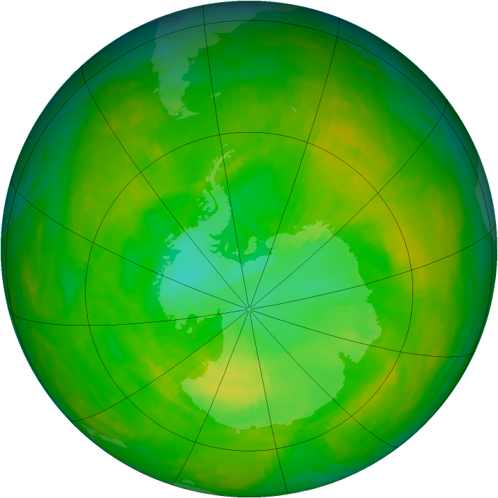 Antarctic ozone map for 03 December 1991